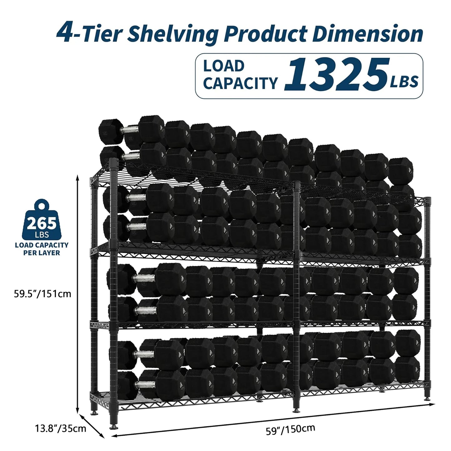 TWISTER.CK Heavy Duty 4 Tier Metal Adjustable Storage Shelving Unit