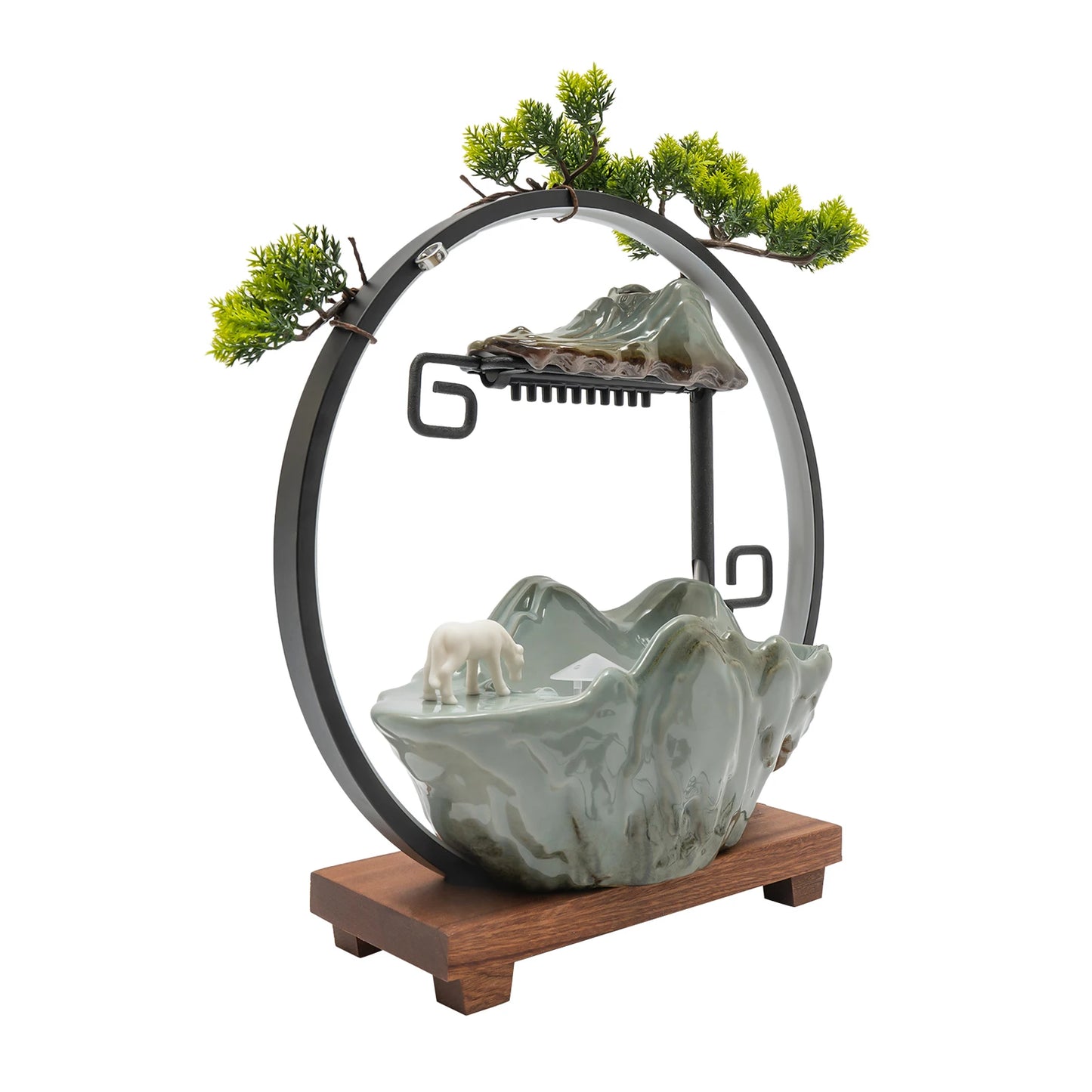 Indoor Tabletop Water Fountain With Mist And LED Feng Shui Home Decor