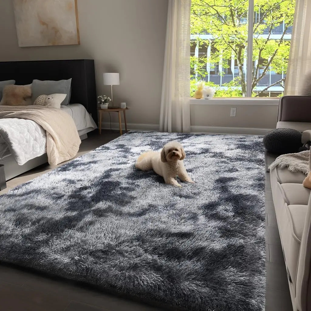 Soft Plush Living Room Rug Non Slip Thick Carpet Tie Dye Pattern