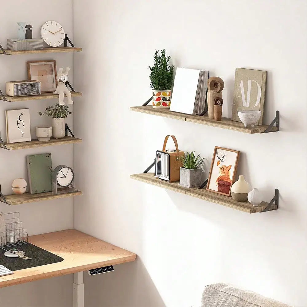 Tomnk 8 Piece Floating Shelves Rustic Wood Wall Decor And Storage