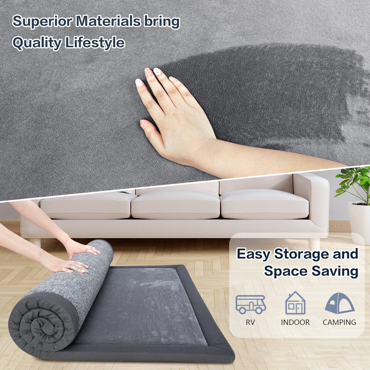 Huloo Sleep Memory Foam Playpen Mat With Non-slip Bottom