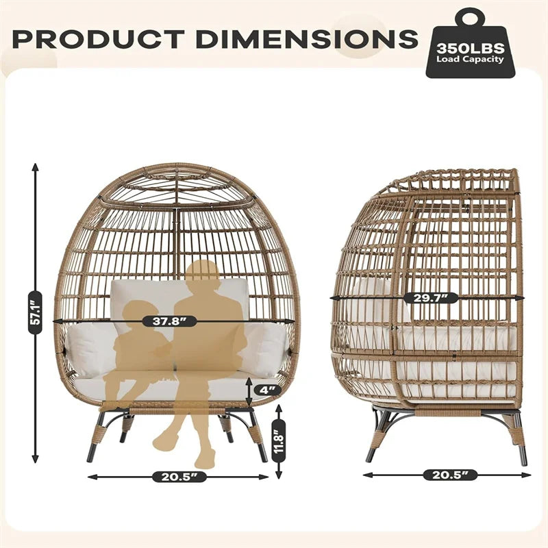 HiMISS Outdoor Egg Chair With Cushions And Steel Frame