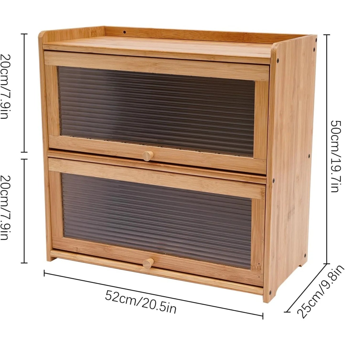 Bamboo Kitchen Storage Cabinet Countertop Organizer With Clear Sliding Doors