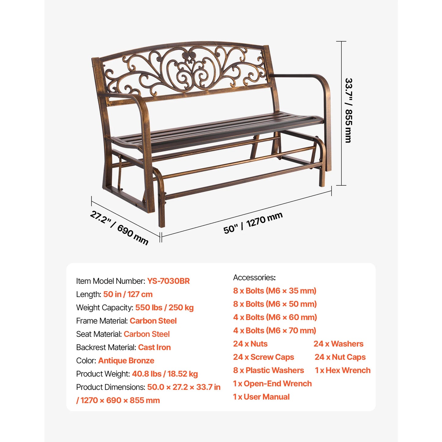 SucceBuy Outdoor Garden Bench Wood And Metal Park Bench