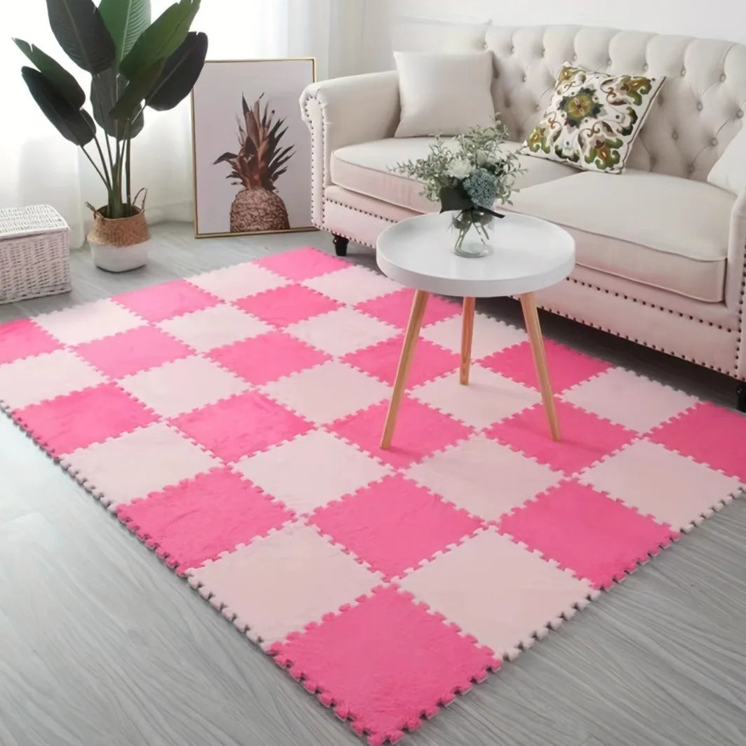 Plush Puzzle Foam Mat Area Rug For Living Room And Bedroom Decor