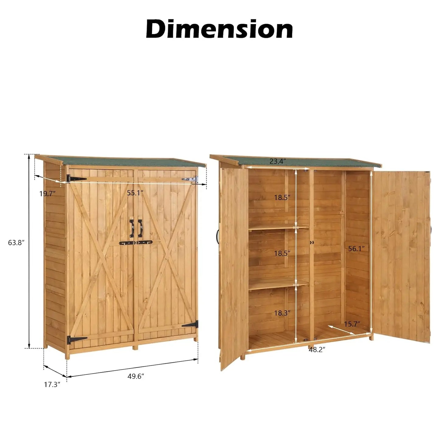 Upgraded Outdoor Wooden Storage Shed, Extra Large Garden Shed Outside Tool Cabinet with 2 Safety Latches, Customized