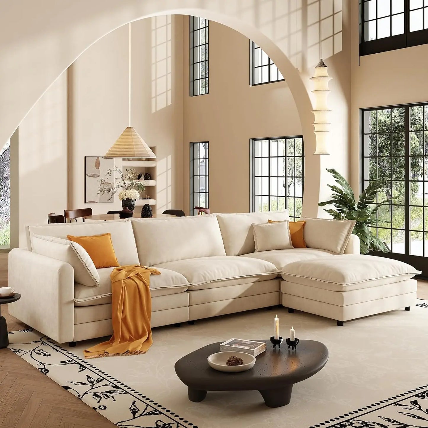 Modern L Shaped Sofa Sectional Cloud Couch Customizable Modular Set